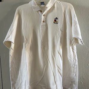 Disney Mickey Mouse white short sleeved half button collared polo (L)